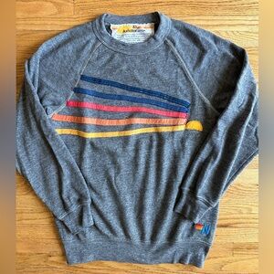 Aviator Nation Gray Crewneck Sunshine Rainbow XS